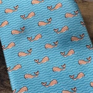 Tommy Hilfiger whale 100% silk neck tie bright turquoise blue